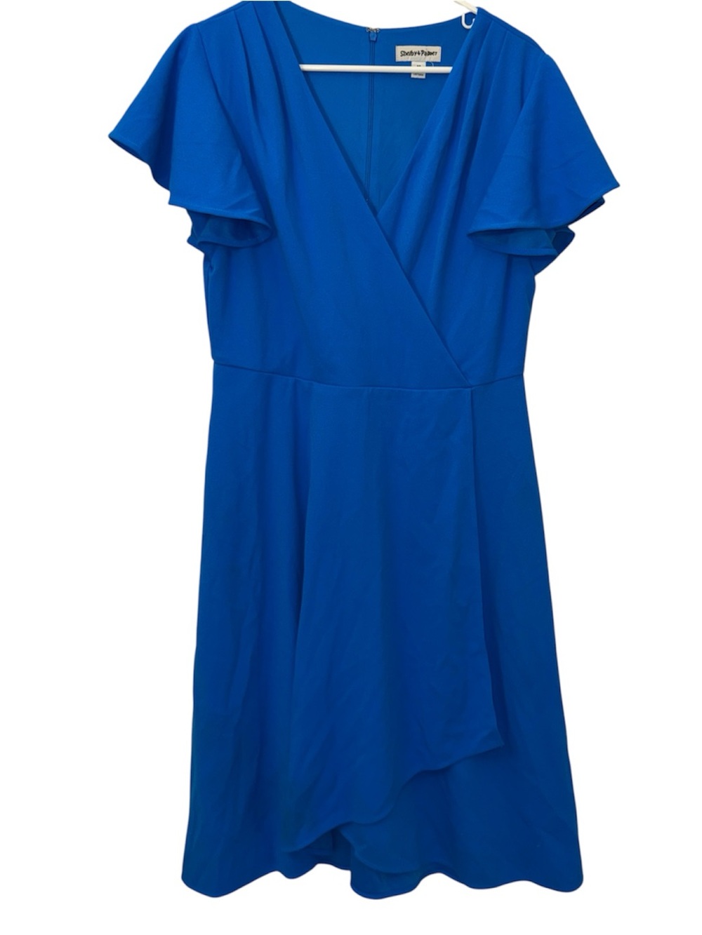 Shelby & Palmer Royal Blue Faux Wrap Surplice Dress, women’s Sz 10 stretch